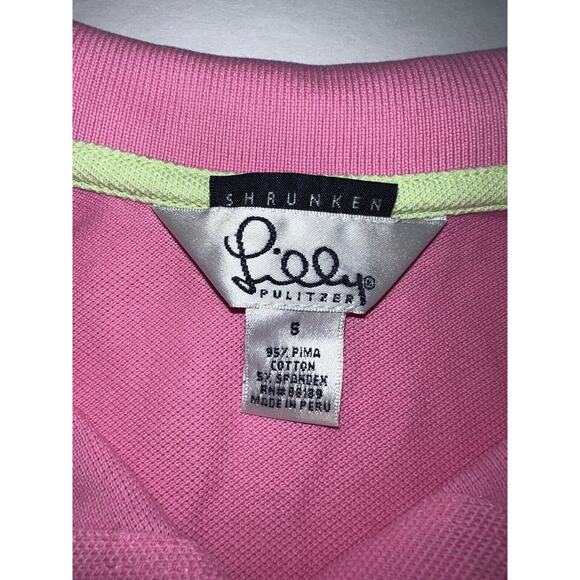 Lilly Pulitzer Polo Shirt Women’s Size Small Pink Short Sleeve Cotton Shrunken - Picture 5 of 13